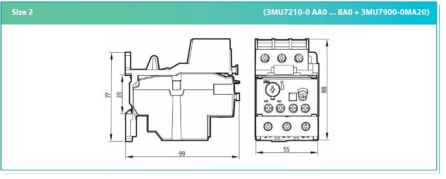 ابعاد بی متال 32-23 آمپر زیمنس 3MU7210-1AA0