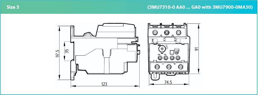 ابعاد بی متال 93-80 آمپر زیمنس 3MU7310-2GA0